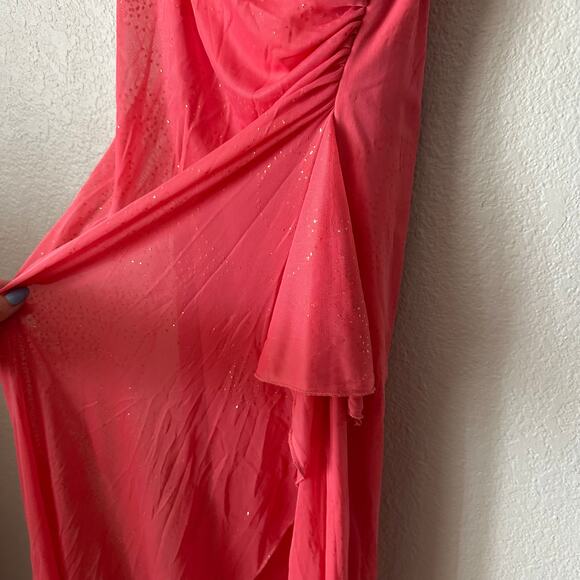 Y2k Rampage Pink Sparkly Midi Dress Coral Size Medium - Picture 2 of 8